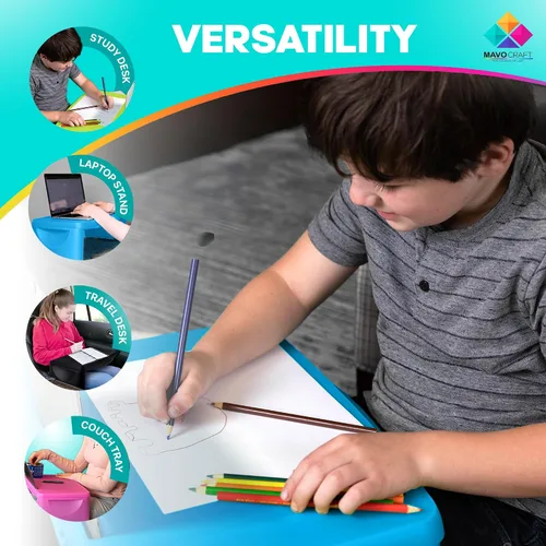 Miniatura 6 de MAVOCRAFT Bandeja Plegable para Niños con Almacenamiento - Escritorio Portátil de Regazo para Niños y Adultos - Escritorio de Regazo para Niños