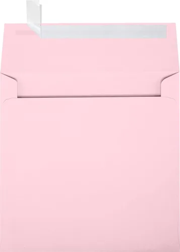 LUXPaper Sobres de invitación cuadrados | Despegar y prensar | 6 1/4 pulgadas x 6 1/4 pulgadas | Rosa caramelo | Texto de 80 libras | 250 unidades