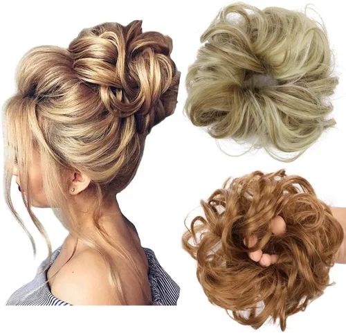 Miniatura 30 de Cabello sintético despeinado, grueso, extensiones para coleta, cabello recogido