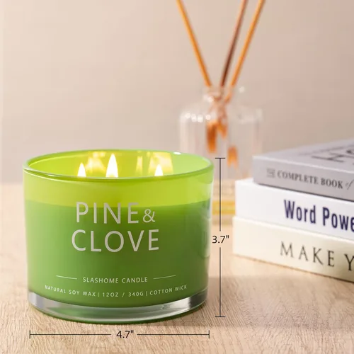 Miniatura 8 de Velas con aroma a pino y clavo, velas para el hogar, velas de lujo de soja de 12 onzas, 50 horas de tiempo de combustión de larga duración, regalos