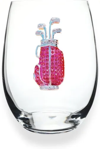 Miniatura 11 de THE QUEENS' JEWELS Copa de vino con tallo con joyas de pelota de tenis, 21 onzas, regalo único para mujeres, cumpleaños, lindo, divertido, sin