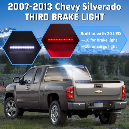 Miniatura 7 de Luz de freno trasera LED de montaje alto para Chevy 2007-2013, lámpara de carga trasera para Chevy Silverado GMC Sierra 1500 2500 3500 HD Classic
