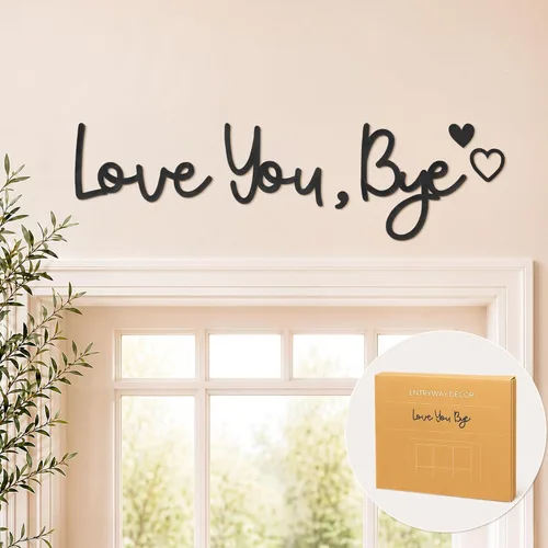 Dripykiaa Letrero de Madera Love You Bye Decoración para el Hogar Decoración Boho Decoración de Pared Expresa Amor y Calidez para tu Familia y Seres