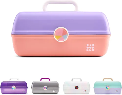 Miniatura 17 de Caboodles On-The-Go Girl - Caja de maquillaje para chicas, dos tonos violeta sobre brillo plateado, caja organizadora de maquillaje de plástico
