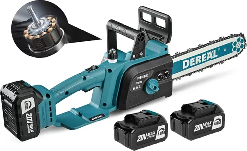 Miniatura 8 de Motosierra inalámbrica de 12 pulgadas sin escobillas para baterías de 20V de 2 × 4.0Ah, motosierra eléctrica de 1100W, ideal para cortar madera