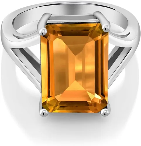 Miniatura 77 de Gem Stone King Anillo de compromiso solitario con piedra preciosa de corte esmeralda de 0.551 x 0.394 in para mujer, plata de ley 925, anillo