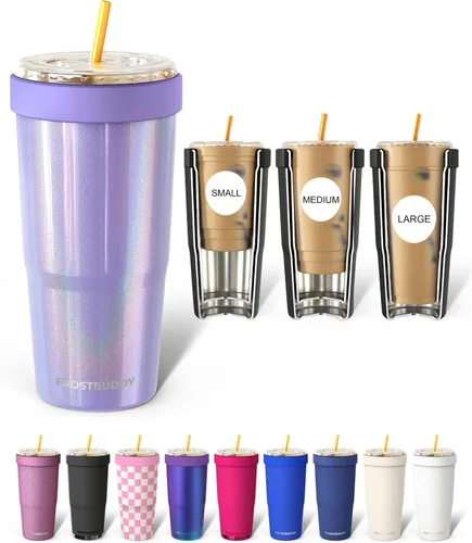 Miniatura 26 de Frost Buddy Togo Buddy - Vaso de acero inoxidable con aislamiento al vacío de 30 onzas, taza de café para llevar, taza de café helado, manga de café
