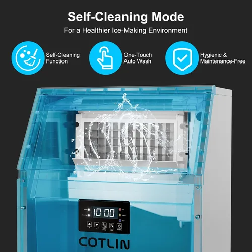 Miniatura 4 de COTLIN - Máquina comercial para hacer hielo de 200 libras en 24 horas, 60 cubitos por ciclo, con depósito de almacenamiento con aislamiento de más