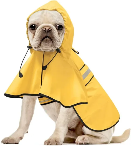 Miniatura 18 de Impermeable reflectante para perros – Impermeable ajustable para perros, impermeable ligero con capucha para perro, poncho chubasquero, chaqueta