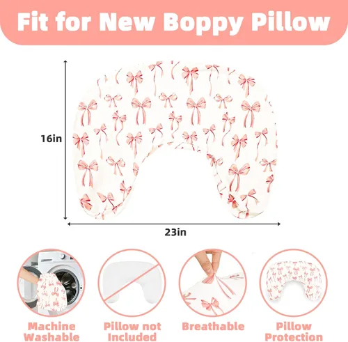 Miniatura 3 de Funda de almohada de lactancia, fundas de lactancia extraíbles para almohadas de lactancia, ajuste elástico y suave para bebés recién nacidos, lazo