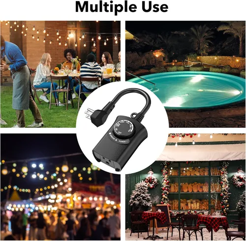 Miniatura 7 de HBN Temporizador de luz exterior impermeable, resistente a la intemperie, sensor de luz de atardecer a amanecer, temporizador de cuenta regresiva