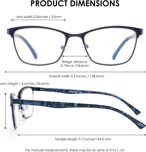 Miniatura 4 de HIYANJN Paquete de 4 lentes de lectura para mujeres y hombres, bloqueo de luz azul, lentes de metal con marco de acero inoxidable, lentes