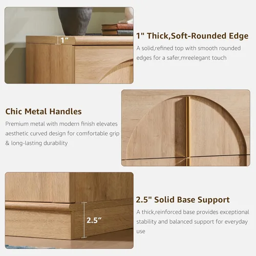 Miniatura 6 de ACCOHOHO Armario buffet con almacenamiento y puertas arqueadas, aparador de madera de 63 pulgadas con estante ajustable, modernas mesas de café