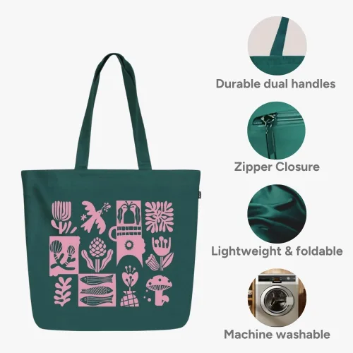 Miniatura 41 de Ecoright Bolsa de lona estética para mujer, bolsa grande con cremallera y bolsillo, bolsa de mano para mujer, para yoga, trabajo, playa