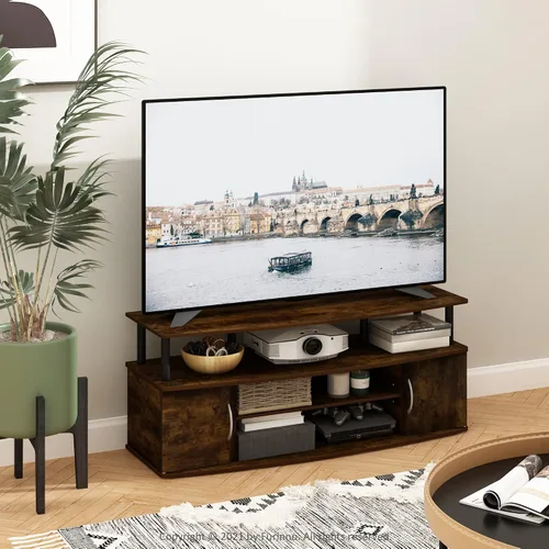 Miniatura 2 de Furinno - Soporte para centro de entretenimiento, para televisor de hasta 55 pulgadas, pino ámbar/negro
