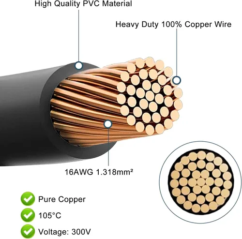 Miniatura 3 de CizEC 1 a 2 encendedor de cigarrillos de coche 16 AWG cable 12 V/24 V encendedor de cigarrillos divisor de coche, adaptador de cargador