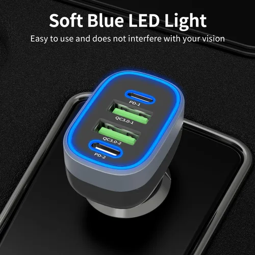 Miniatura 6 de Cargador de coche USB C, Meagoes 4 puertos 90W carga súper rápida, doble 45W USBC y QC3.0 USB 12V adaptador de encendedor de cigarrillos para iPhone