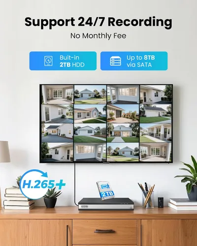 Miniatura 2 de ZOSI Sistema de cámara de seguridad 3K Lite de 16 canales con audio, detección de vehículos y humanos AI, visión nocturna, 8 cámaras con cable