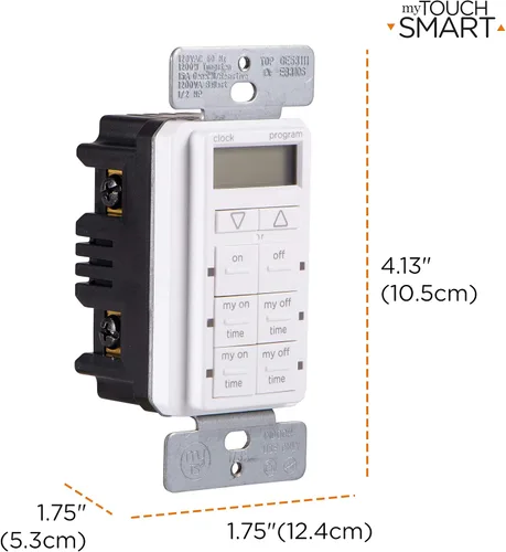 Miniatura 4 de myTouchSmart Temporizador Digital Empotrado, 4 Botones Programables de Encendido/Apagado, 2 Botones Fáciles de Encendido/Apagado, Ciclos Diarios