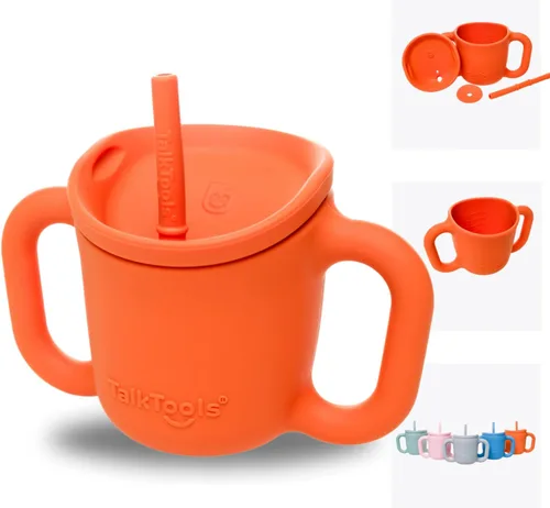 Miniatura 11 de TalkTools ITSY - Taza de entrenamiento de silicona para bebé, taza pequeña con popote para bebé, antifugas, a prueba de derrames y sin BPA