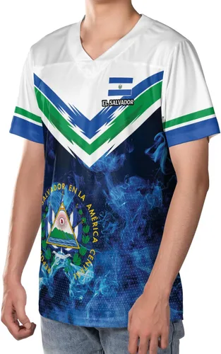 Miniatura 2 de Camiseta de fútbol de El Salvador personalizada de El Salvador Jersey de fútbol de El Salvador para hombres, camisas de El Salvador 3D