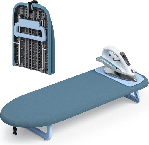 Miniatura 11 de KINGBOARD Tabla de planchar de mesa, pequeña tabla de planchar con alfombrilla de hierro, mini tabla de planchar plegable, fácil almacenamiento