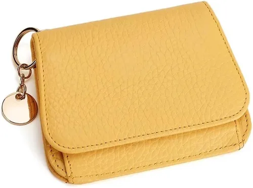 Miniatura 15 de Mudono - Billetera pequeña para mujer con bloqueo RFID, de cuero genuino, tarjetero, billetera delgada de tres pliegues con bolsillo con cremallera