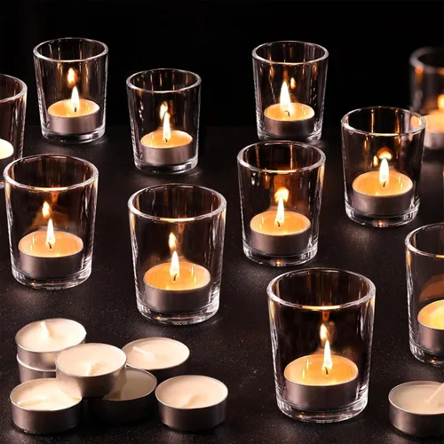 Miniatura 10 de LETINE Clear Glass Tea Light Holders Set of 6 - Votive Candle Holders for Weddings, Events, Home, Bridal Shower, Birthday, Christmas, Party Table