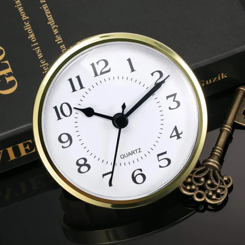 Miniatura 3 de Hicarer Reloj de cuarzo de 90 mm con inserción/ajuste de 3 1/2 pulgadas con número arábigo, movimiento de cuarzo (borde dorado)