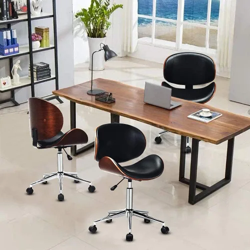 Miniatura 3 de GOODALLIN - Silla de oficina ajustable y moderna de mediados de siglo con asiento / respaldo curvo, silla ejecutiva giratoria, silla de computadora