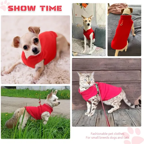 Miniatura 5 de PETCARE Suéter para Perro Pequeño Chaleco de Vellón para Gato Chaqueta Suave para Perro con Anilla en O para Correa Abrigo Cálido de Invierno