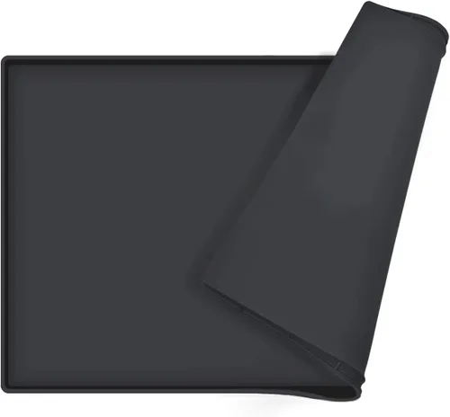 Miniatura 33 de Tapete de comida para perros, bandeja de comida impermeable de silicona, mantel individual antideslizante para mascotas, borde elevado de 0.6