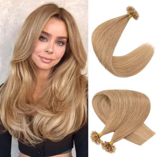 Miniatura 13 de Extensiones de cabello humano con punta en U, con queratina de fusión caliente, extensiones de cabello humano real, extensiones de cabello Remy
