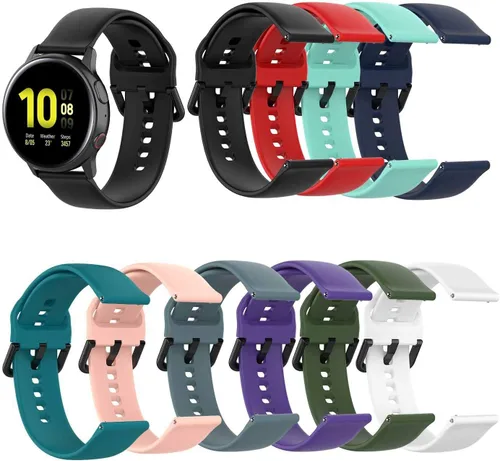 Miniatura 6 de KOMI Compatible con Active 2 Watch 1.732 in 1.575 in/Galaxy Watch 4 Classic 1.811 in 1.654 in, correa de repuesto de silicona suave de 0.787