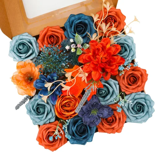 Miniatura 18 de Floweroyal Flores artificiales, rosas falsas, dalia con tallos para ramos de novia, baby shower, arreglo floral, centros de mesa, decoración