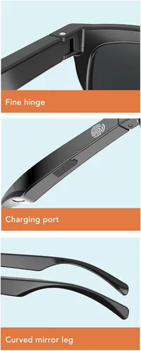 Miniatura 8 de Lentes de sol inteligentes, control táctil U V 400, gafas deportivas al aire libre, lentes de audio de dientes azules para hombres y mujeres
