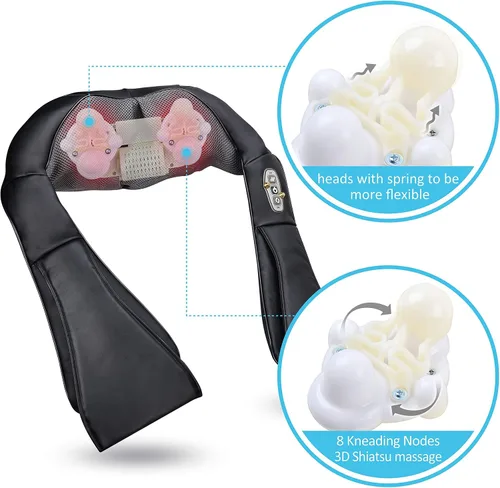 Miniatura 7 de Comfier Masajeador de espalda y cuello, cojín de asiento de masaje de tejido profundo, almohadilla para silla de masaje para alivio completo