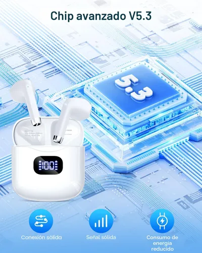 Miniatura 4 de KTGEE Auriculares inalámbricos Bluetooth 5.3, reproducción de 40 horas, auriculares estéreo con pantalla LED, estuche de carga IPX7, auriculares