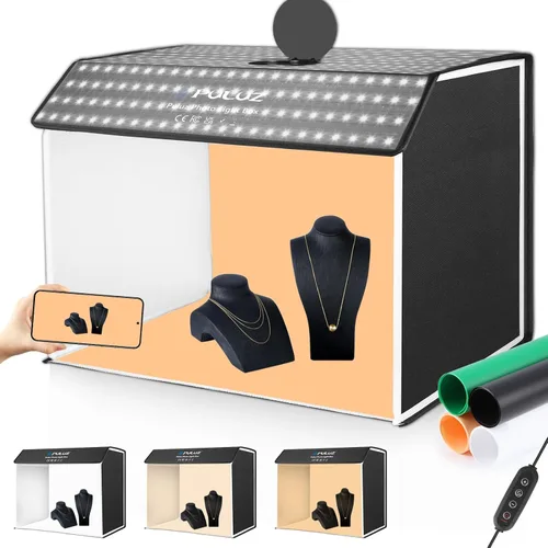 Miniatura 12 de Caja de luz, PULUZ 11.8"/30cm Caja de luz para estudio fotográfico, caja de luz portátil con brillo ajustable, caja de luz profesional plegable