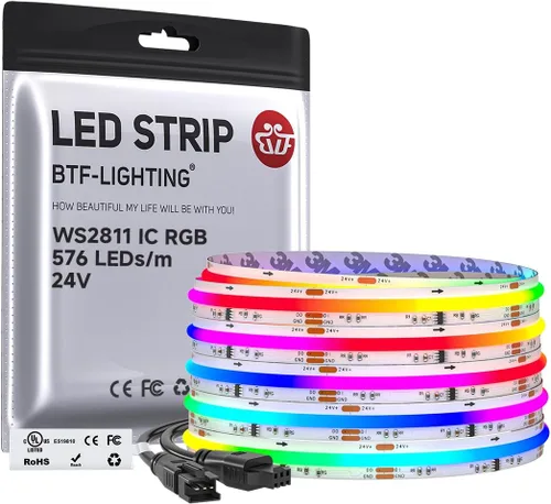 Miniatura 18 de BTF-LIGHTING FCOB WS2811 IC RGB Tira de LED COB 864LED/m Flexible Alta Densidad Luz Uniforme de Perseguida de Color DC12V 5 m 24IC/m 12mm de Ancho