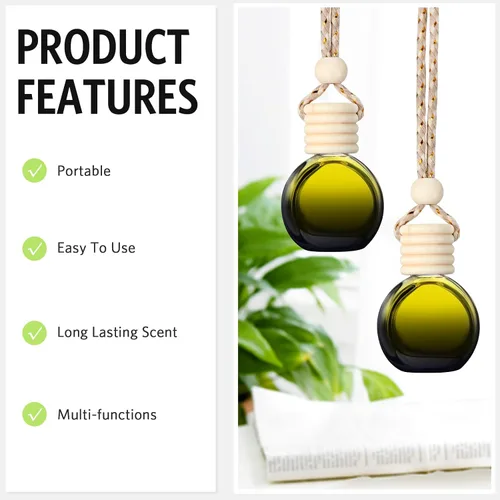 Miniatura 7 de BBTO 100 ambientadores para automóvil con tapa de madera, difusor de aromaterapia vacío, soporte de fragancia transparente para automóvil, colgante
