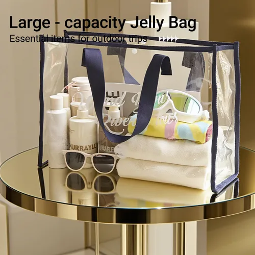 Miniatura 7 de Treasurecove Bolsa de playa transparente para mujer con bolsa desmontable para teléfono, plegable, impermeable, bolsa transparente para playa