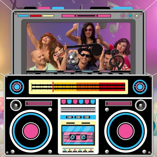 Miniatura 4 de Accesorios para cabina de fotos de radio para cabina de fotos retro de los 80 y 90, accesorios para cabina de fotos de boombox, pancartas de radio