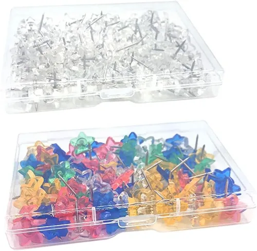 100 tachuelas de plástico con forma de estrella para pulgar, chinchetas decorativas, lindas chinchetas de corcho, tachuelas para tablón de anuncios,