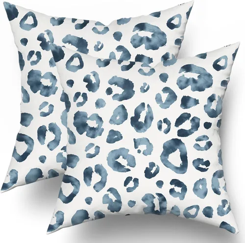 Miniatura 9 de Juego de 2 fundas de almohada con estampado de leopardo gris aguamarina de 16 x 16 pulgadas, diseño de guepardo gris acuarela y blanco, fundas