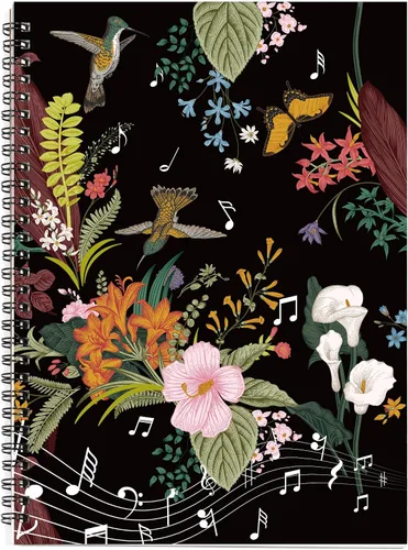 Miniatura 17 de Cuaderno con hojas en blanco para música, composición, manuscrito, con diseño de teclado de piano, 50 hojas, 26 x 19 cm., negro (Black Piano)