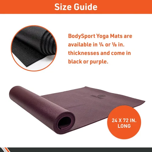 Miniatura 6 de Body Sport Esterilla de yoga, superficie antideslizante de alta densidad con absorción de golpes, ideal para yoga, pilates y entrenamientos en casa