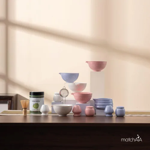 Miniatura 8 de MatchAiA Juego de batidor de matcha, cuenco de cerámica, batidor de bambú con soporte, tamiz, cuchara Schima, soporte para cuchara y toalla de té