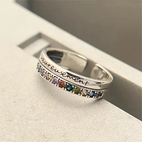 Miniatura 243 de Anillo de plata de ley 925, minimalista, ajustable, hecho a mano, para mujeres y niñas