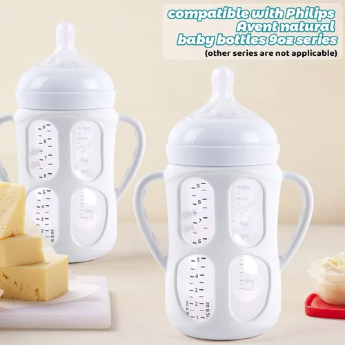 Miniatura 5 de Paquete de 3 asas de biberón para biberones Philips Avent naturales, soporte para biberones con asas de fácil agarre Blanco